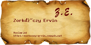 Zorkóczy Ervin névjegykártya